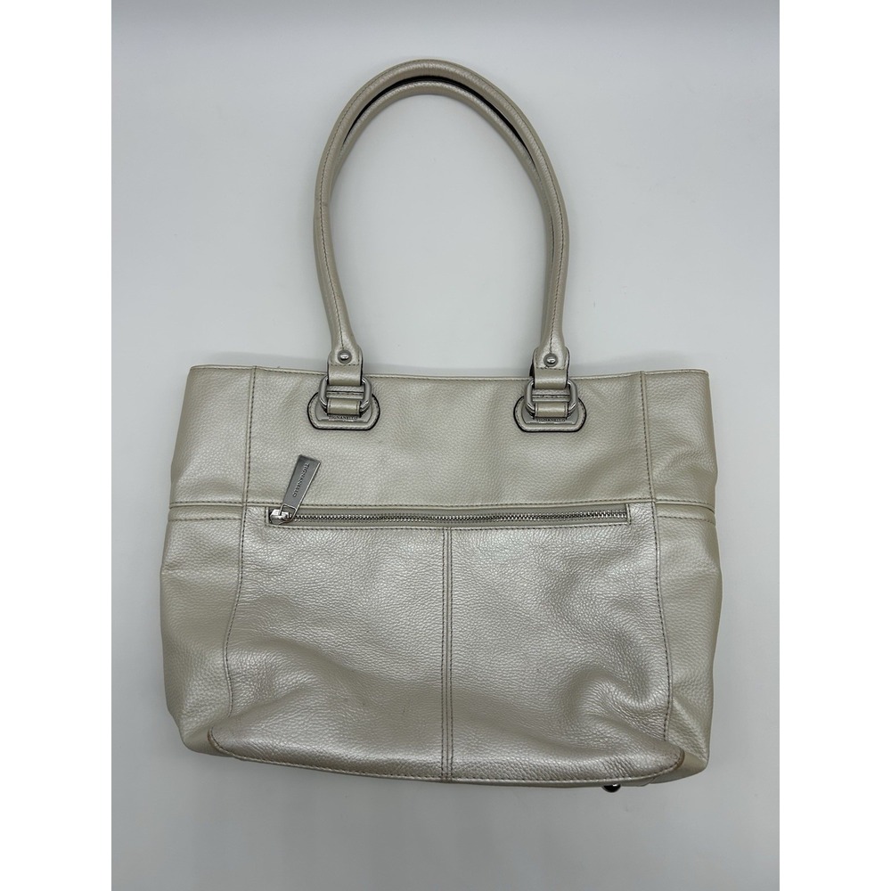 Tignanello Designer Gray Leather Bag Purse Soft Leather‎  Silver